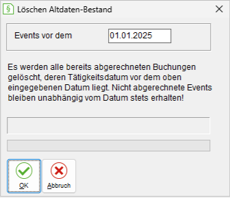 Das Fenster "Löschen Altdaten-Bestand"