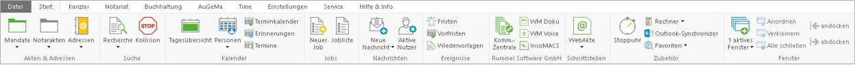 Das Hauptfenster-Menüband "Start"