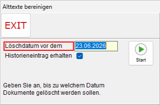 Das Fenster "Alttexte bereinigen"