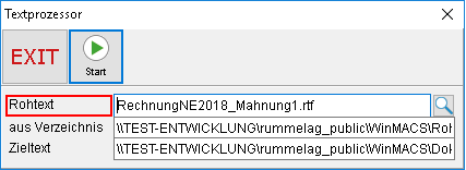 Das Fenster "Textprozessor"