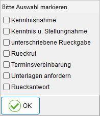 Dialog-Fenster zur Erstellung des Übersendenzettels