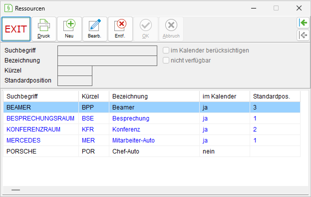 Fenster "Ressourcen"