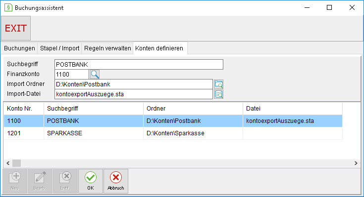 Das Fenster "Buchungsassistent"