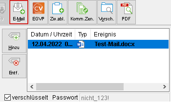 E-Mail-Button in der Akten-Historie