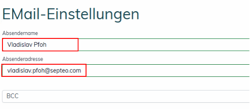 E-Mail Einstellungen Connector