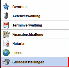 Grundeinstellungen in Advoware