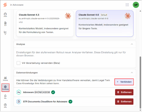 Verbindung ändern
