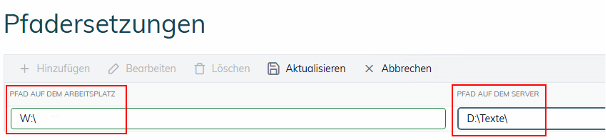 Dateipfade im Connector eintragen