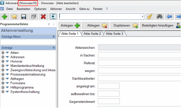 Datenbankname in Advoware