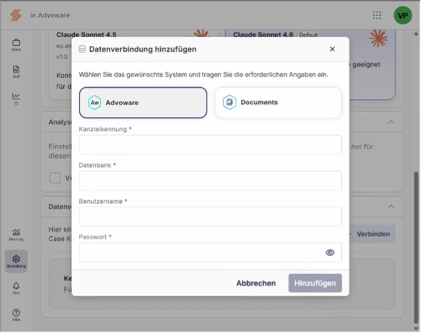 Datenbank hinzufügen