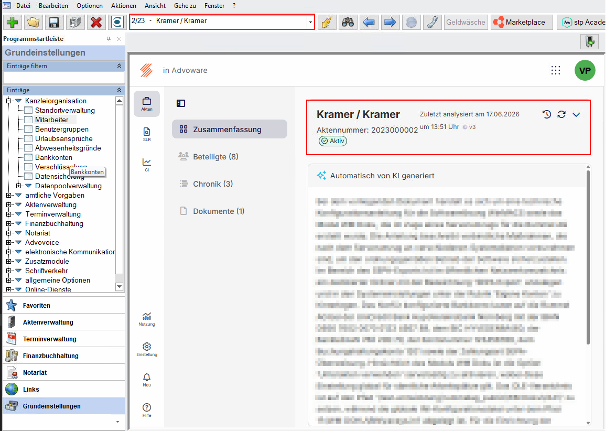 Case Knowledge in Advoware