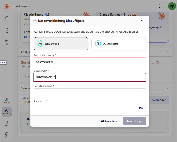 Datenbank und Tenant