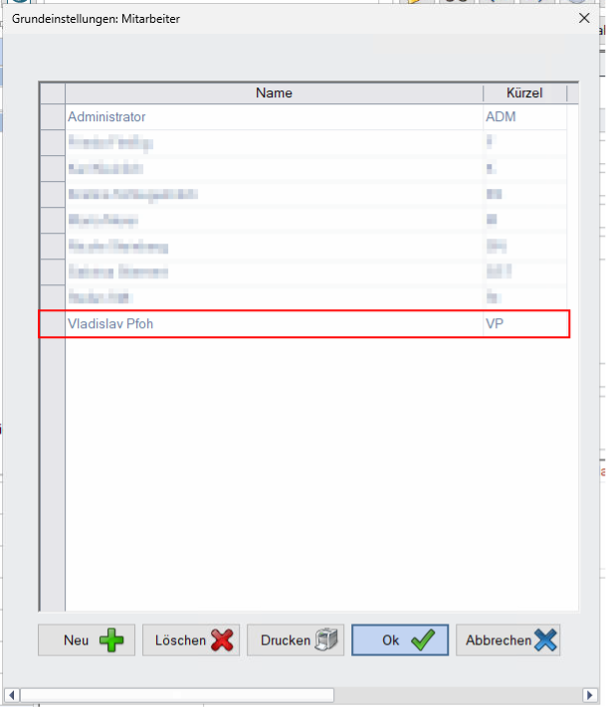 Employee management in Advoware