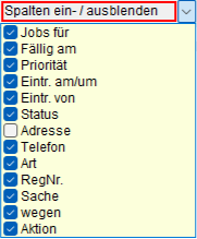 Drop-down-Menü mit Check-Boxen