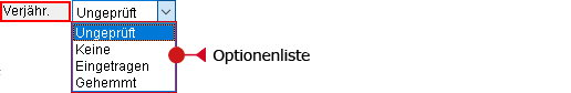 Drop-down-Menü Verjährung