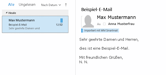 Importierte Mails mit Markierungen
