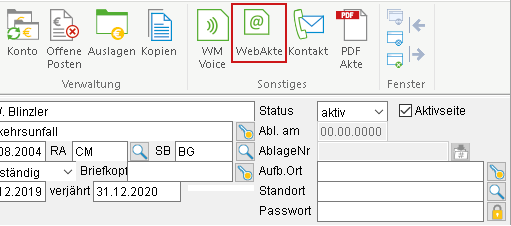 Menüband der Akte