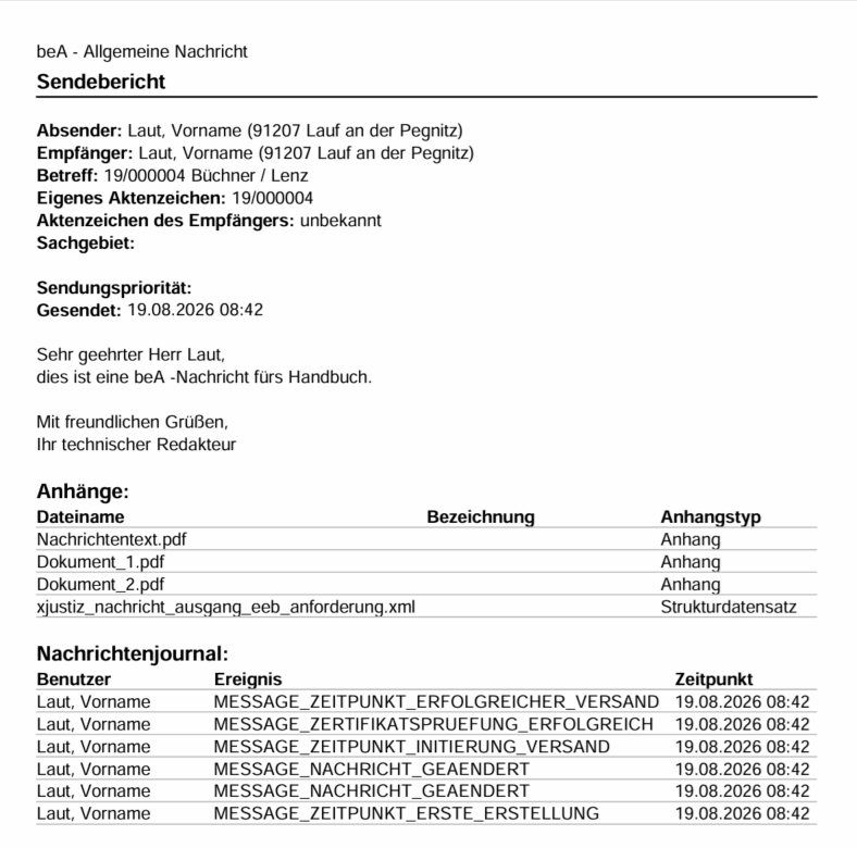 Der Sendebericht