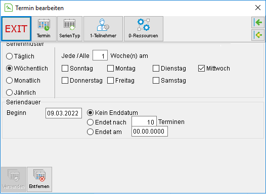 Das Fenster "Termin bearbeiten"