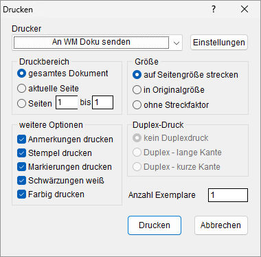 Das Fenster "Drucken"