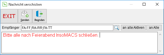 Das Fenster "Nachricht verschicken"