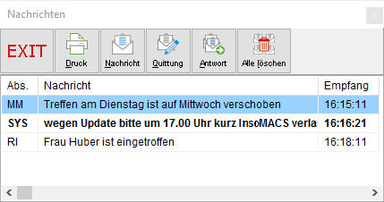 Das Fenster "Nachrichten"