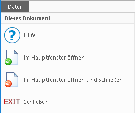 Das Dokumentfenster-Menüband "Datei"