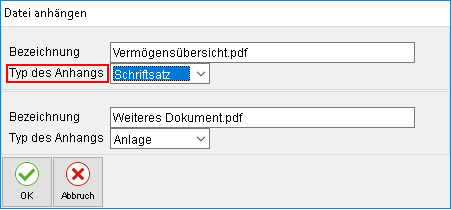 Das Fenster "Datei anhängen"