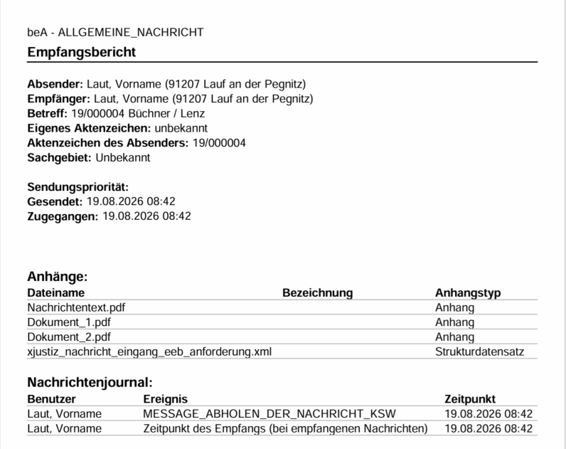 Der Empfangsbericht