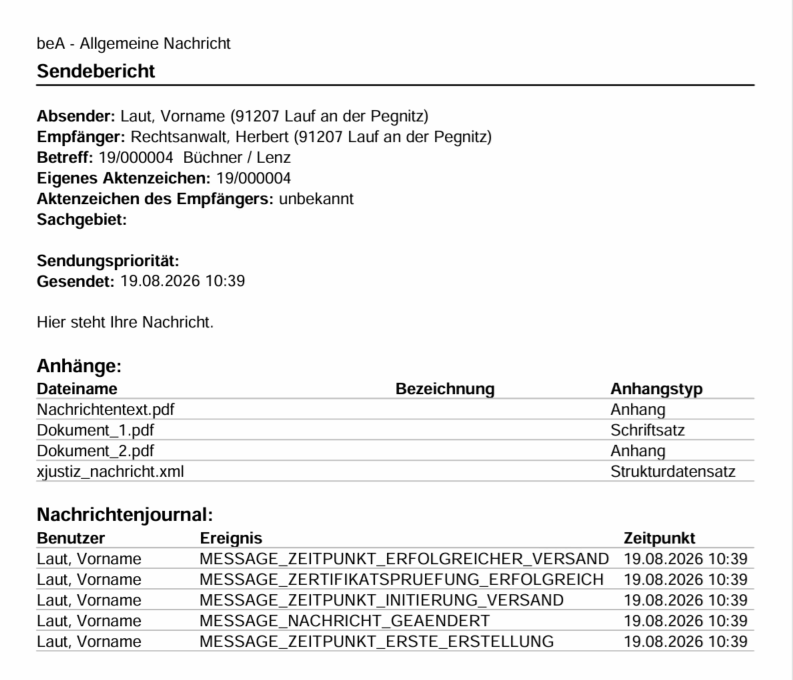 Der Sendebericht