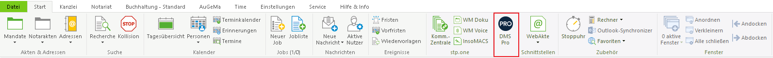 Das Hauptfenster-Menüband "Start" mit Documents