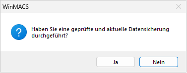 Sicherheitsabfrage bzgl. Datensicherung