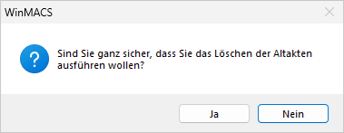 Sicherheitsabfrage zur Bestätigung des Löschvorgangs