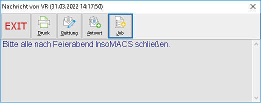 Das Fenster "Nachricht von ..."
