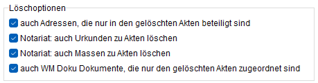 Bereich "Löschoptionen"