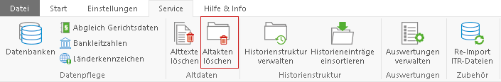 Das Menüband "Service"