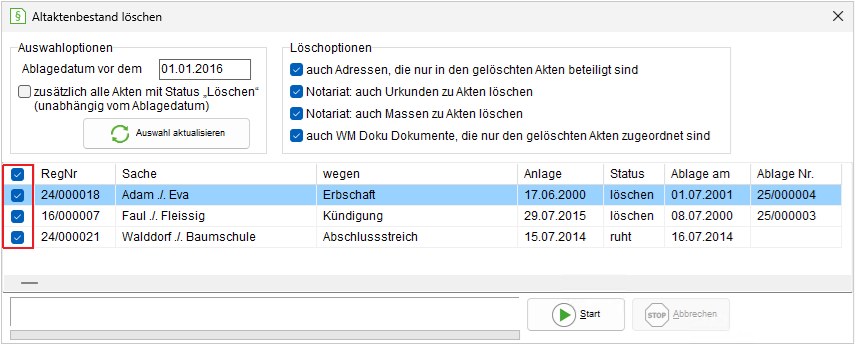 Liste der Altakten