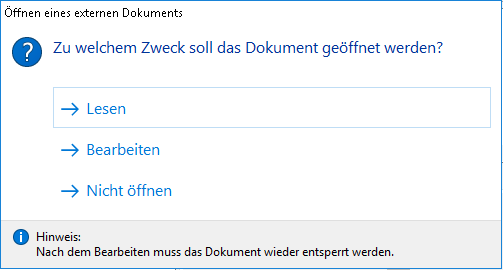 Dialog beim Öffnen eines externen Dokuments