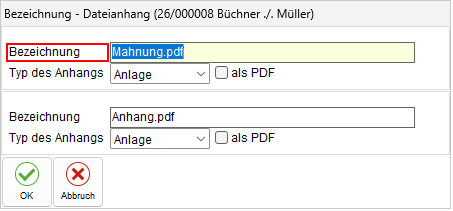 Der Übergabe-Dialog