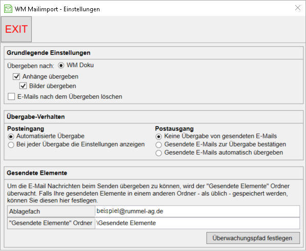 Das Fenster "Einstellungen"