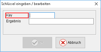 Das Fenster "Schlüssel eingeben/ bearbeiten"