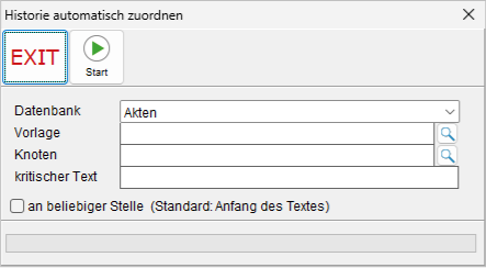 Das Fenster "Historie automatisch zuordnen"