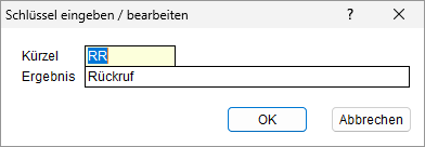 Das Fenster "Schlüssel eingeben/ bearbeiten"