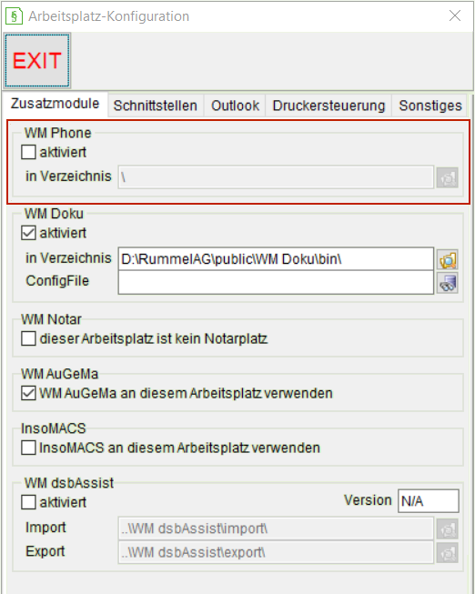 Arbeitsplatz-Konfiguration