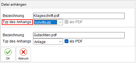Das Fenster "Datei anhängen"