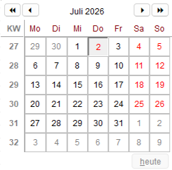 Das Fenster "Auswahl Datum"