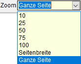 Das Drop-down-Menü Zoom