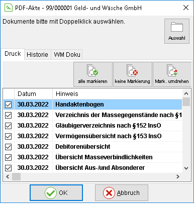 Das Fenster "PDF-Akte"