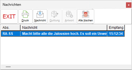 Das Fenster "Nachricht von Absender"