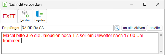 Das Fenster "Nachrichten verschicken"